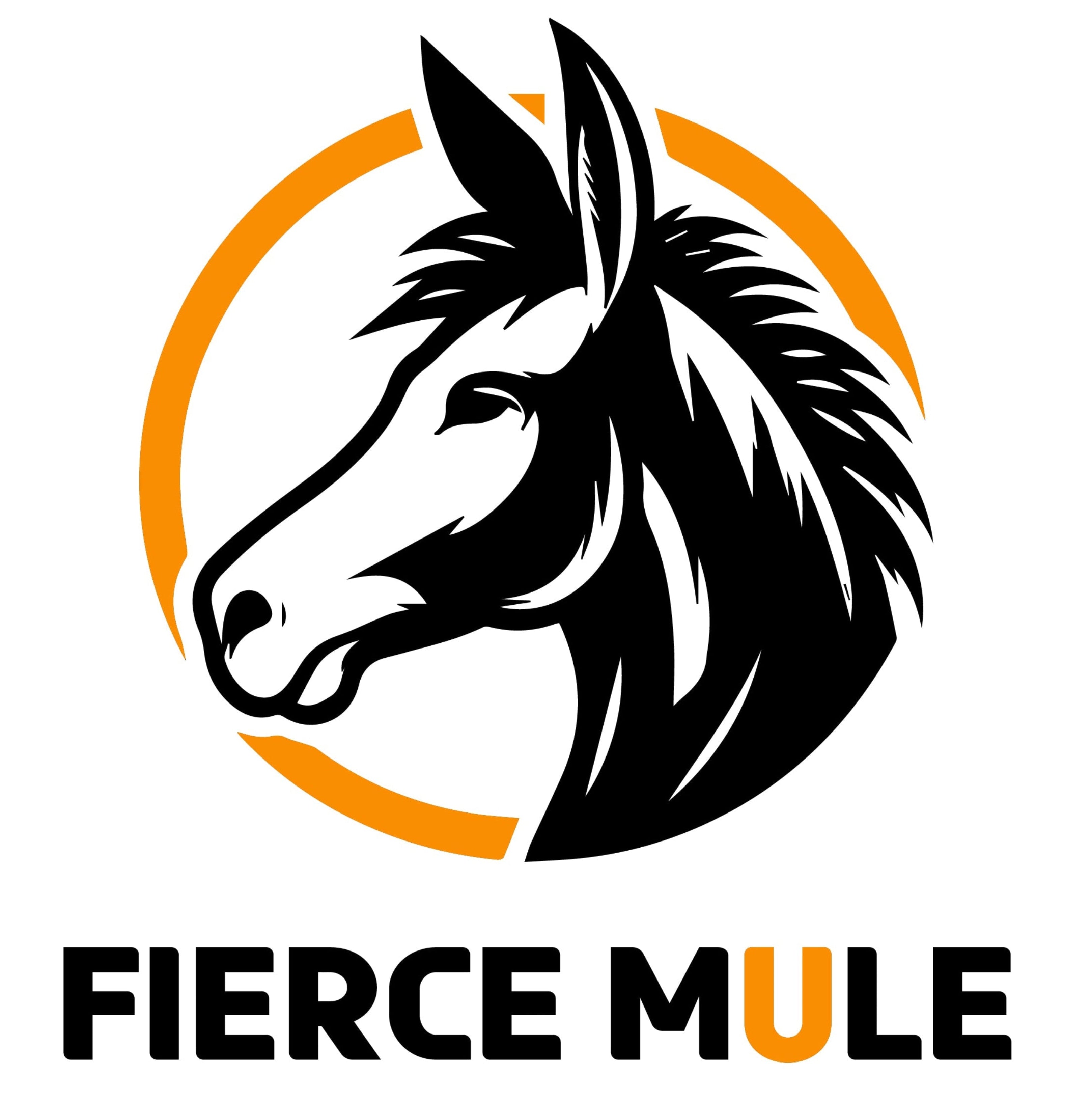Logo of 'Fierce Mule' with a mule head design on a white background